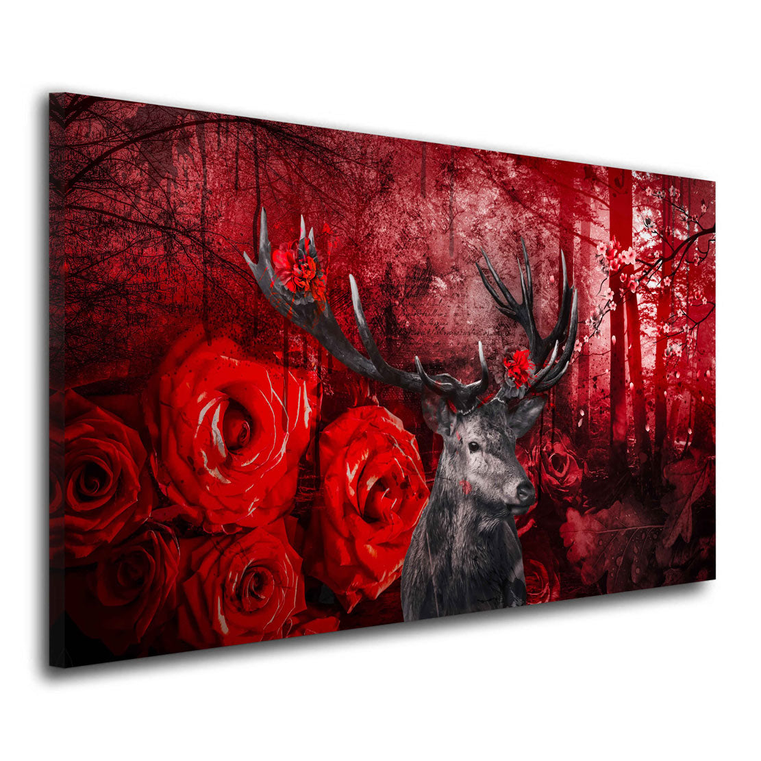 Wandbild Hirsch Red Style abstrakt