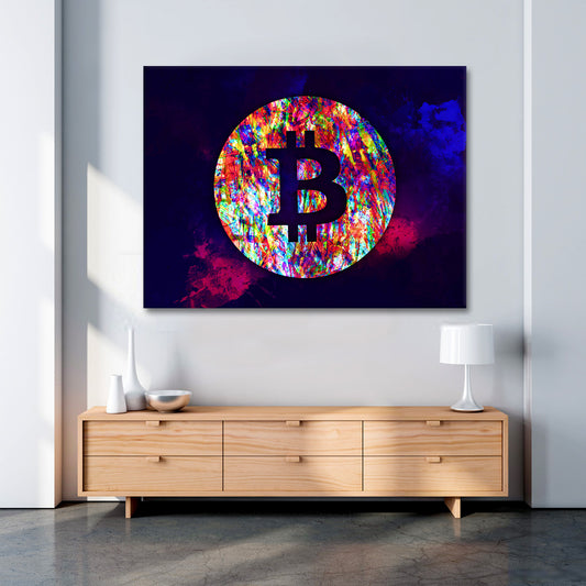 Wandbild Leinwandbild Bitcoin Abstract Pop Art Style, Börse & Trading Büro