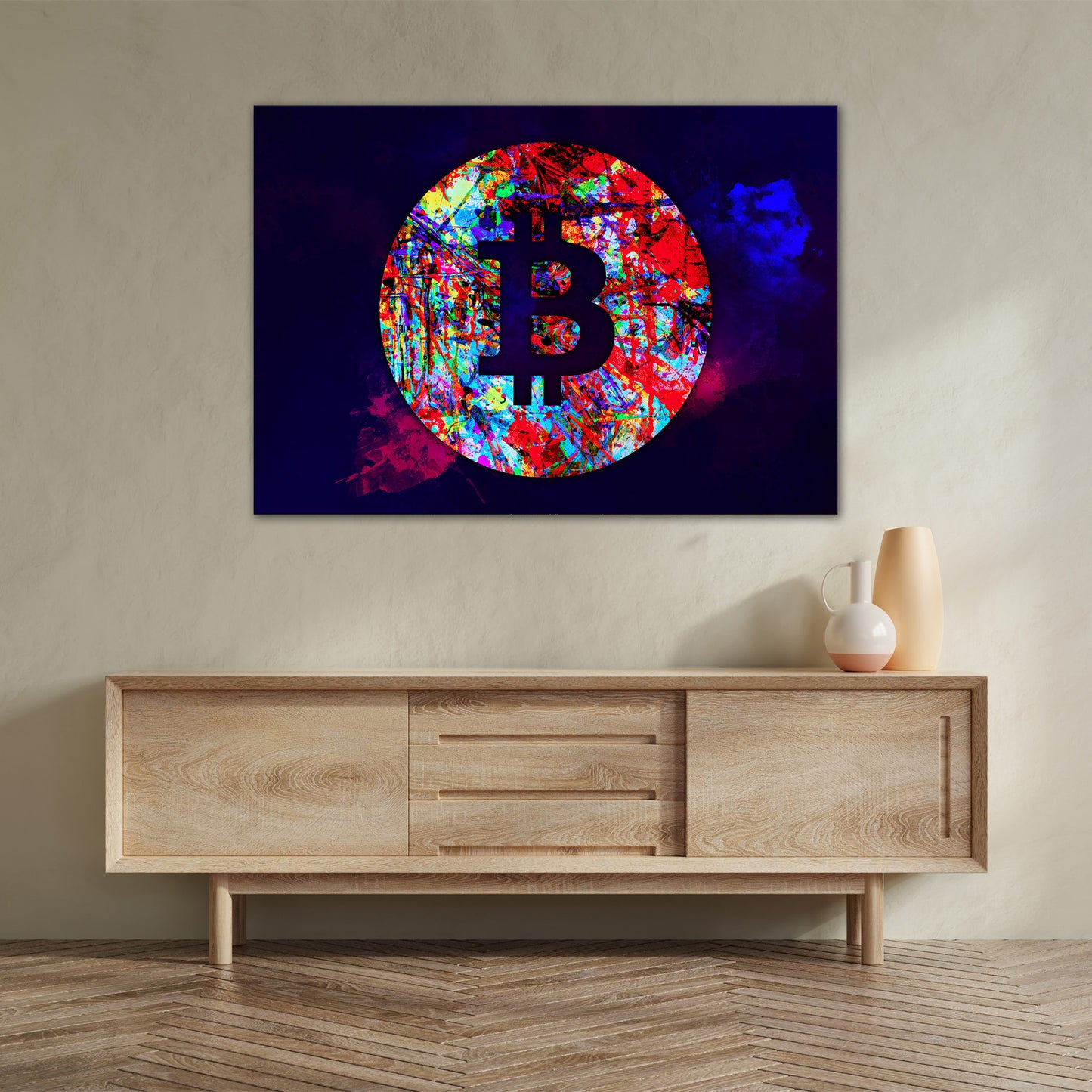 Wandbild Leinwandbild Bitcoin Abstract Pop Art Style, Börse & Trading Büro