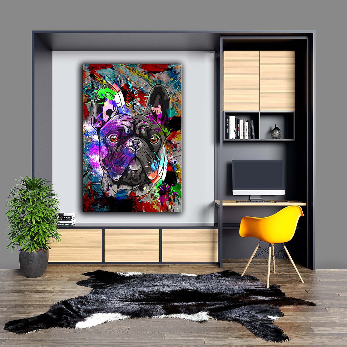 Wandbild – [Versand kostenlos] Französische Kunstwelten24 Bulldogge