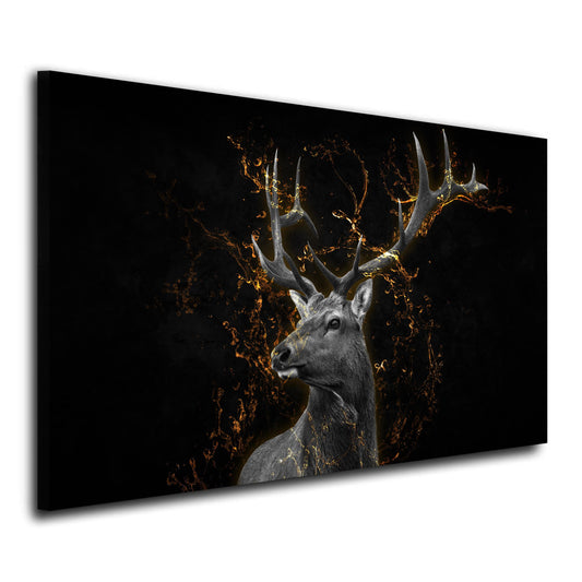 Wandbild Hirsch Golden Style abstrakt