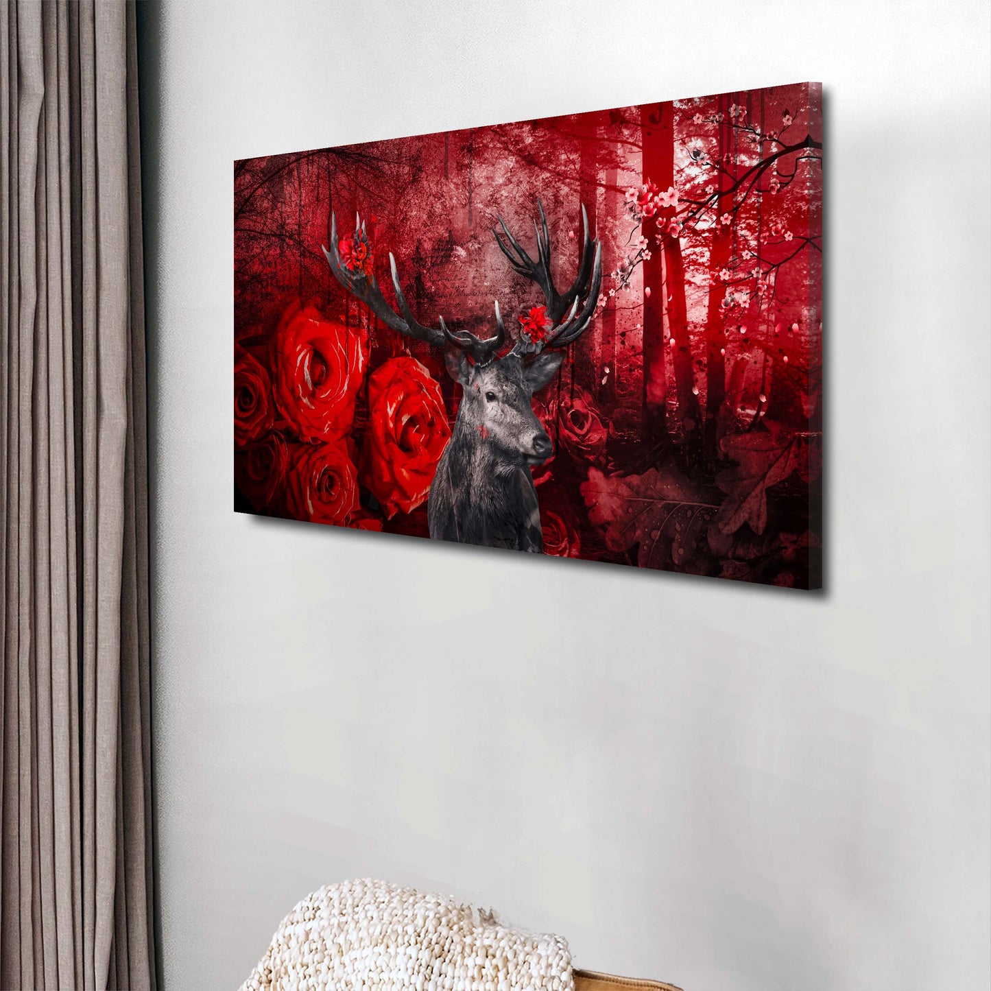 Wandbild Hirsch Red Style abstrakt