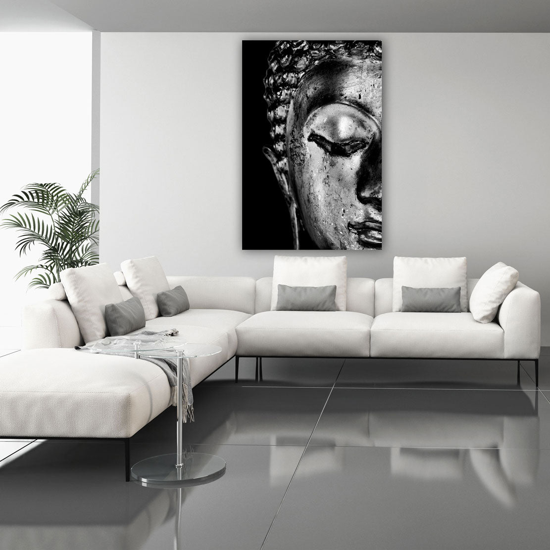 Wandbild Kunst Buddha meditativ schwarz weiß Edition