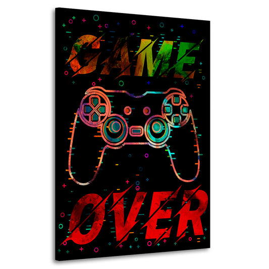 Wandbild Leinwandbild Kunst Videospiel Gamepad Controller Gaming Play Station Game Over Pop Art Style