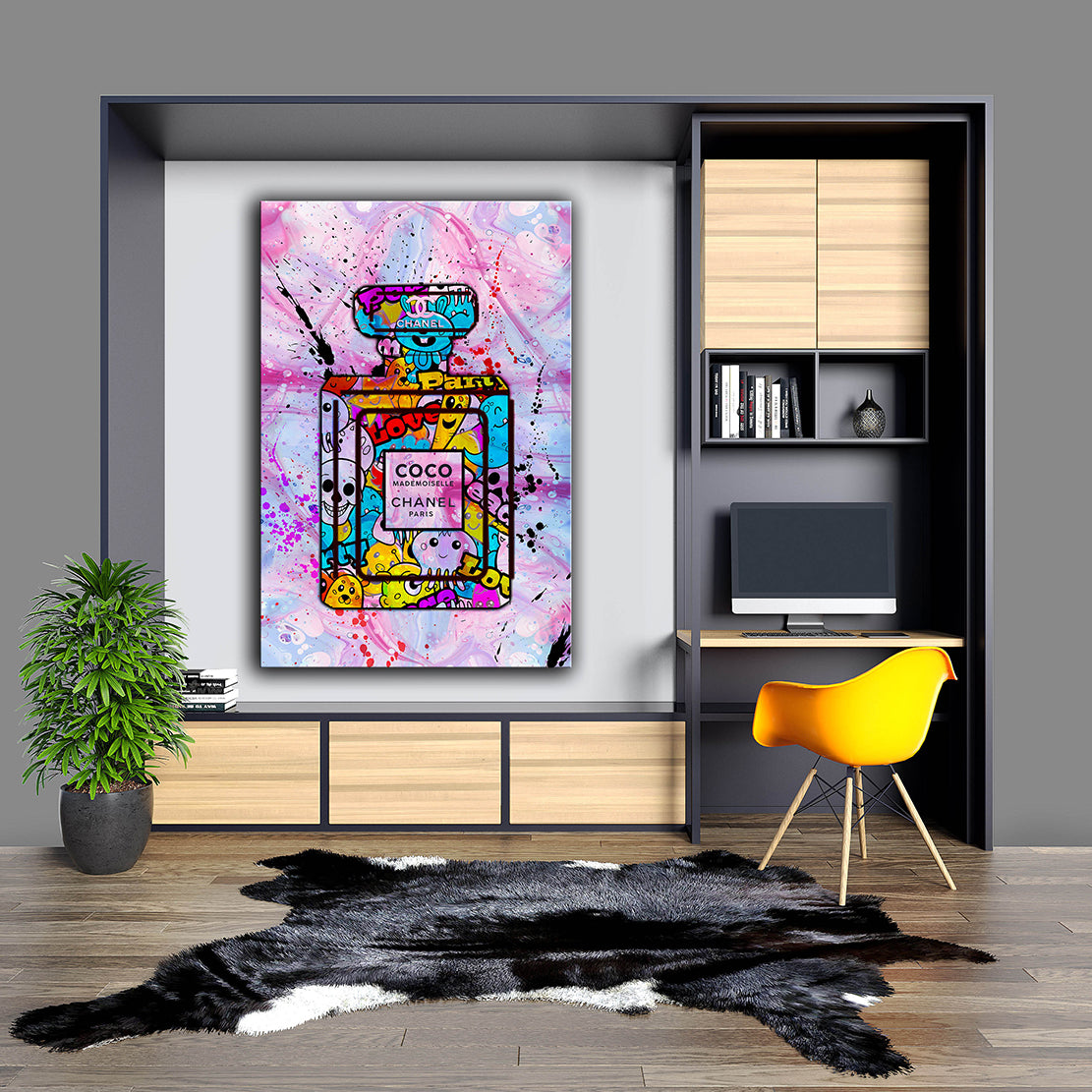 Wandbild Leinwandbild Luxury Parfüm Flasche Pop Street Art Style, Kunst