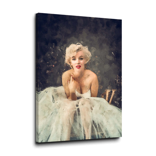 Wandbild Marilyn Monroe wunderschön White Dress Abstract Paint Style