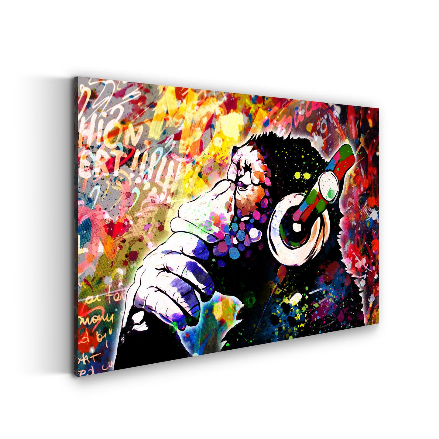 Wandbild Pop Art Headphone Monkey