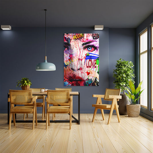 Wandbild Pop Street Art Women Face Abstract