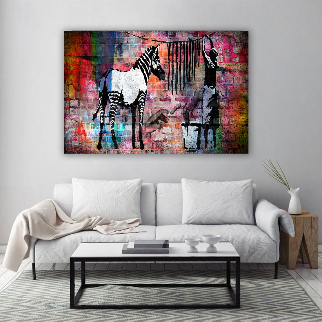 Wandbild Street Art Zebra Abstract Colour Style