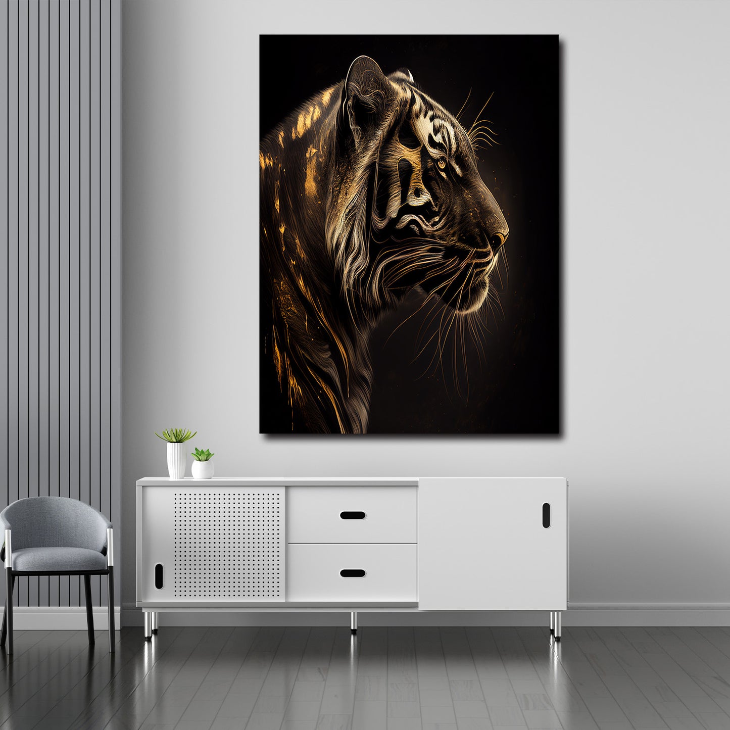 Wandbild Tiger Gold Abstract