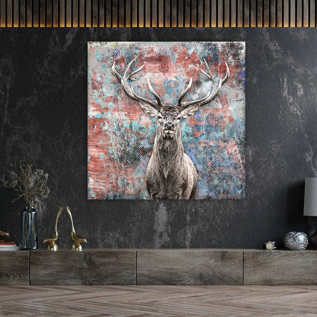 Wandbild abstrakt Hirsch wunderschön