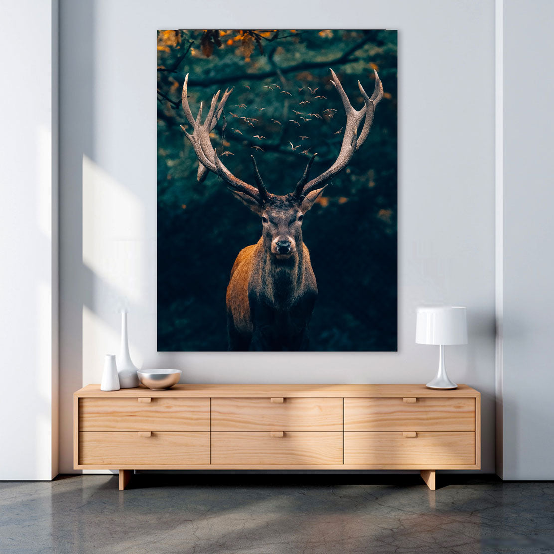 Wandbild Hirsch abstrakt Deep Forest