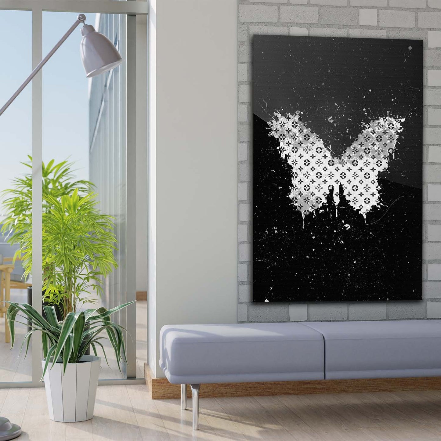 Wandbild Schmetterling Glamour Style schwarz weiß Kunstwerk