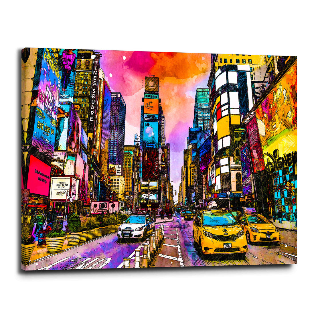 Wandbild Leinwandbild New York Times Square Colour Pop Art Style