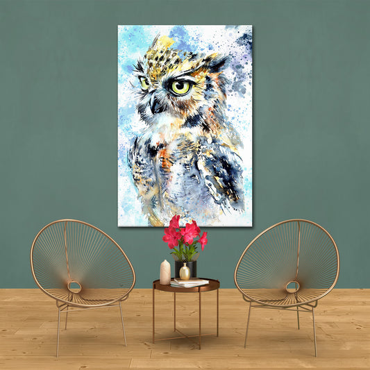 Wandbild Eule Watercolor Style, Tiere