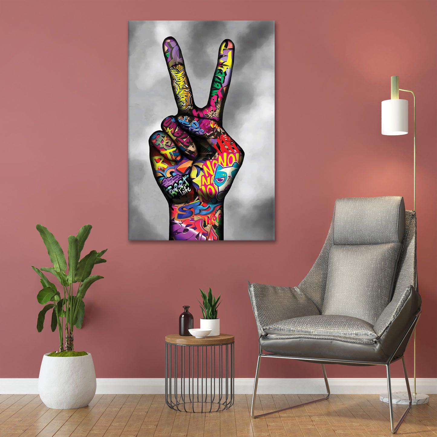 Wandbild Hand Faust Pop Art Peace Style