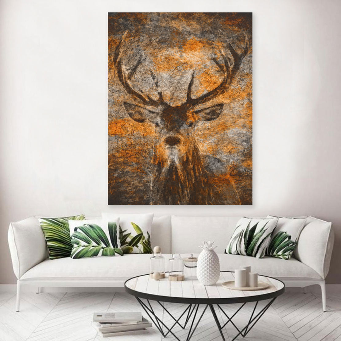 Wandbild abstrakt Hirsch Brown Edition, Tiere