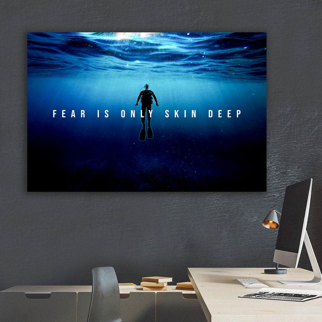 Wandbild Motivation Mindset Fear Is Only Skin Deep, Dark Edition