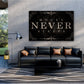 Wandbild Leinwandbild Motivation Mindset Money Never Sleeps Silver Black Style