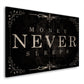 Wandbild Leinwandbild Motivation Mindset Money Never Sleeps Silver Black Style
