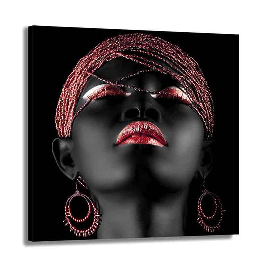 Wandbild afrikanische Frau African Women Red Style