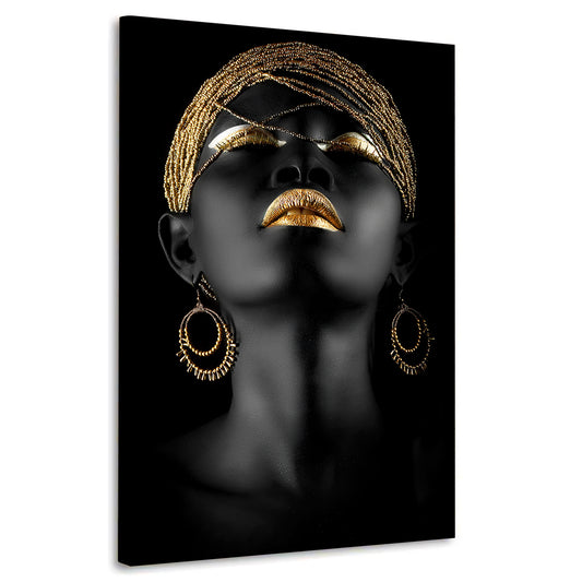 Wandbild afrikanische Frau Black Women Gold Style