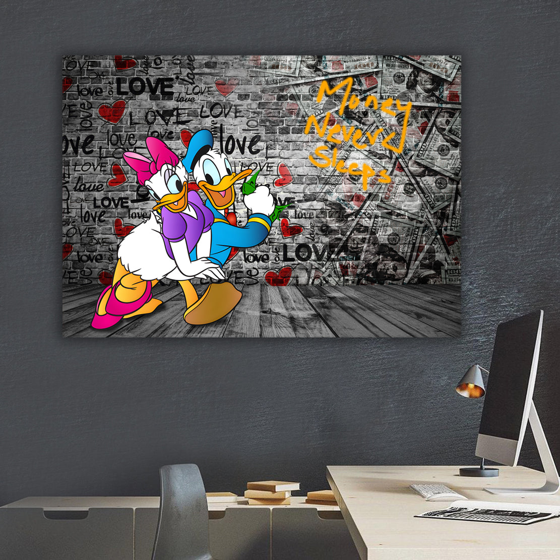 Wandbild Donald & Daisy Pop Art In Love Comic