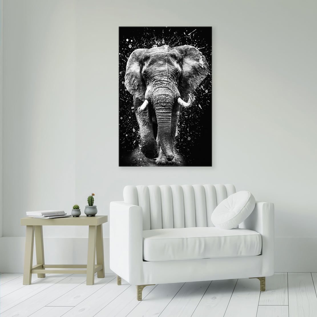 Wandbild Elefant schwarz-weiß Abstract Black & White, Tiere aus Afrika