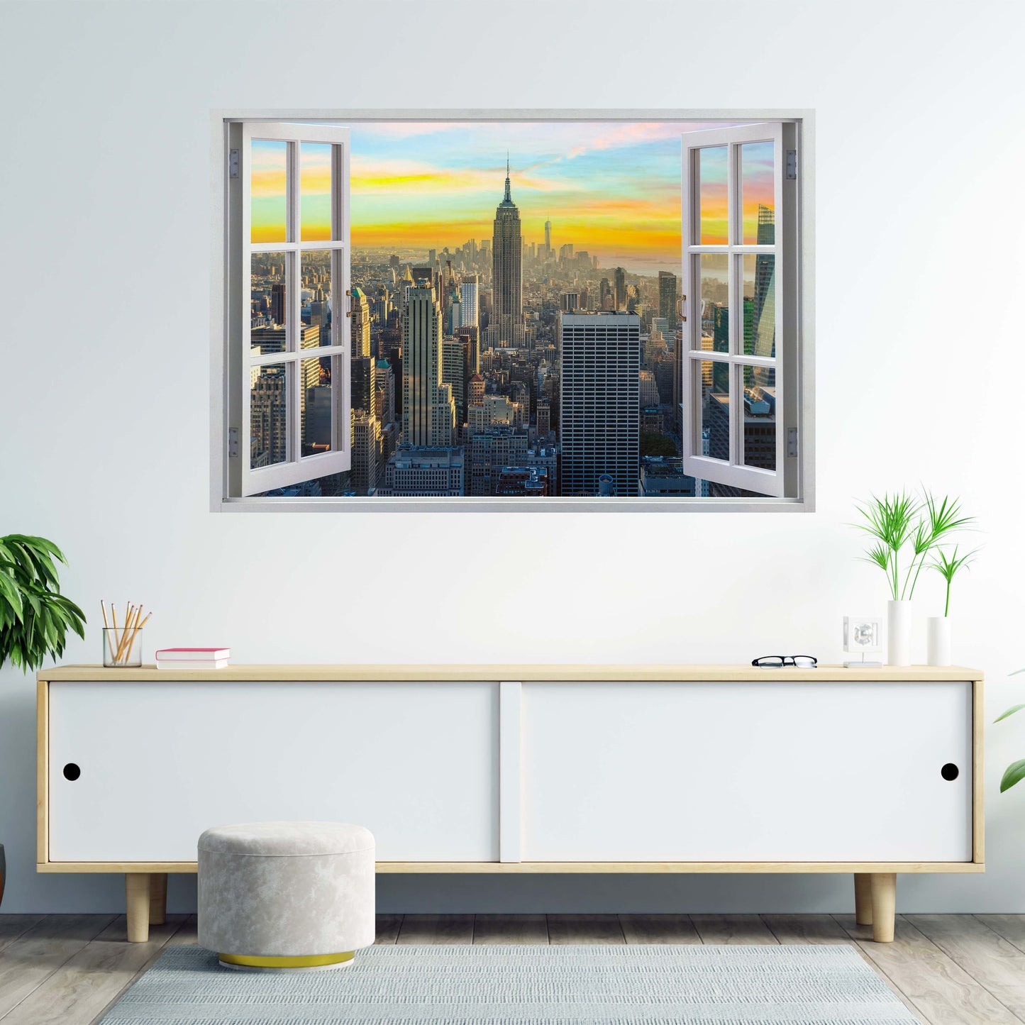 Wandbild Fenster New York Skyline Yellow Sky USA