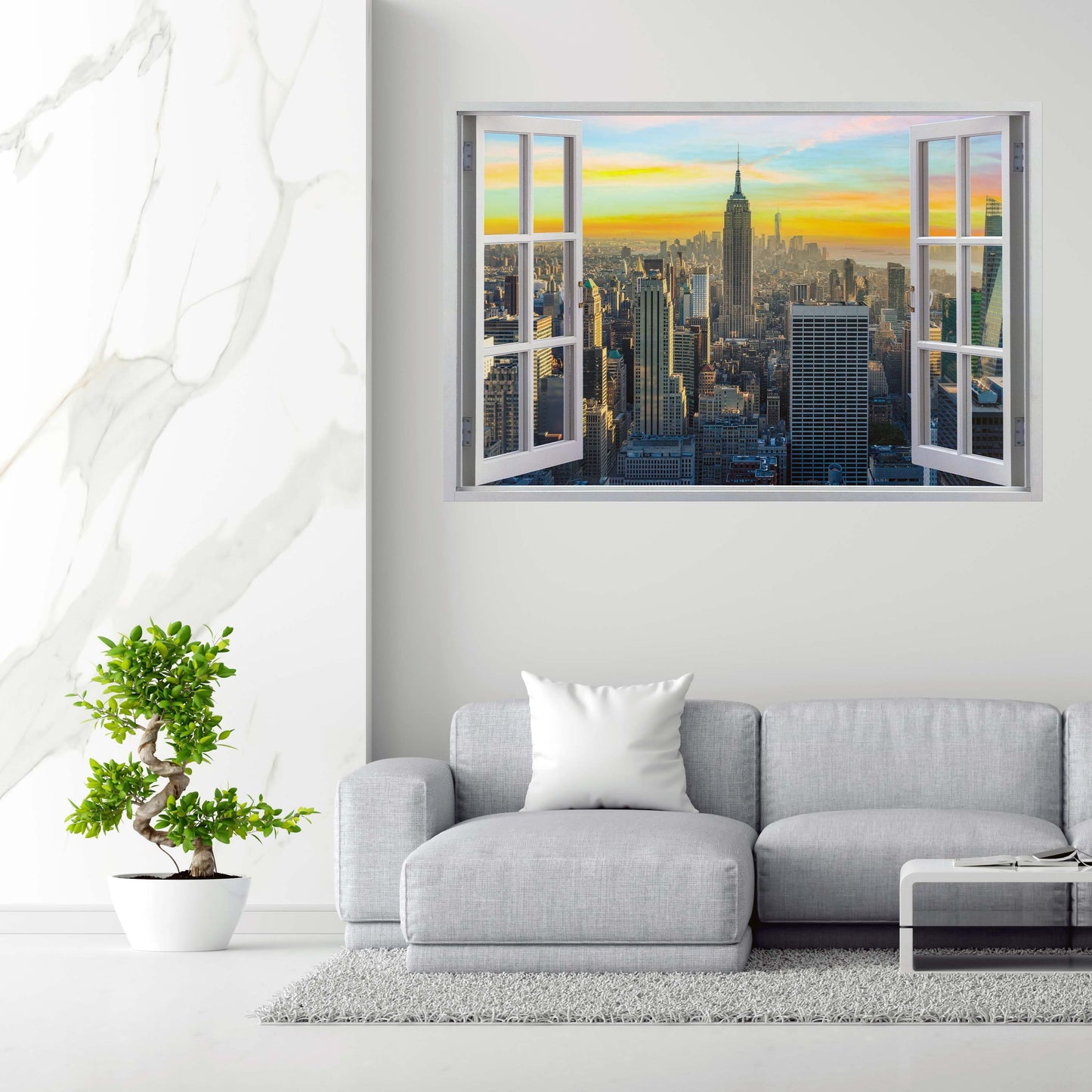 Wandbild Fenster New York Skyline Yellow Sky USA