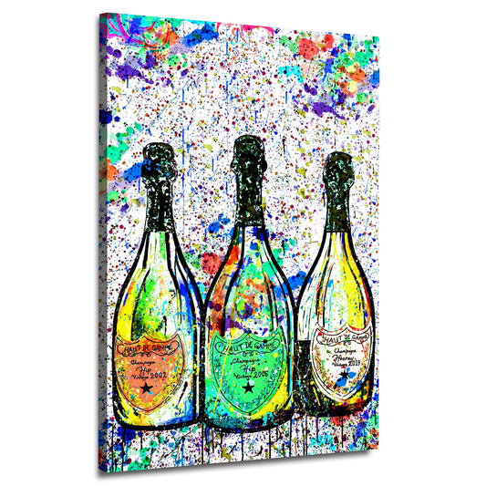 Wandbild Flaschen Champagner Pop Art Style