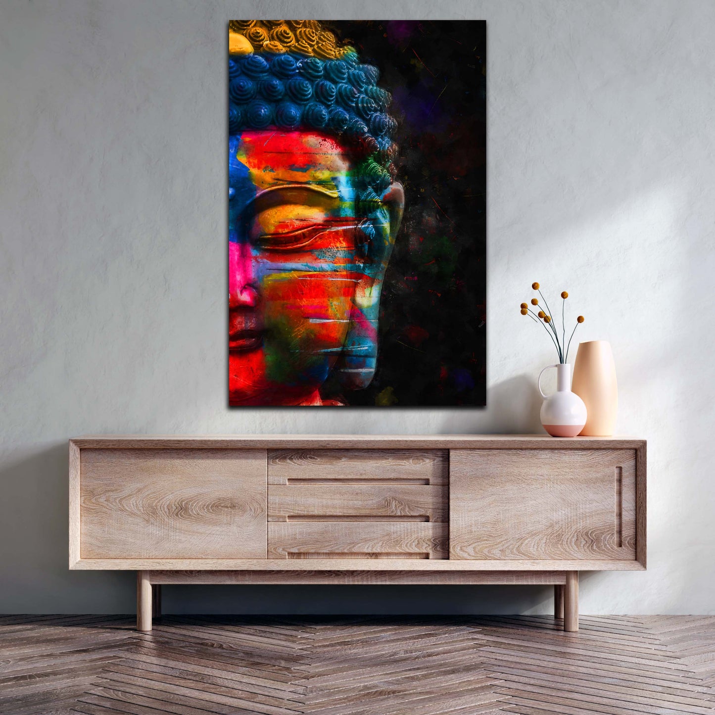 Wandbild Meditation Buddha Pop Art Colour