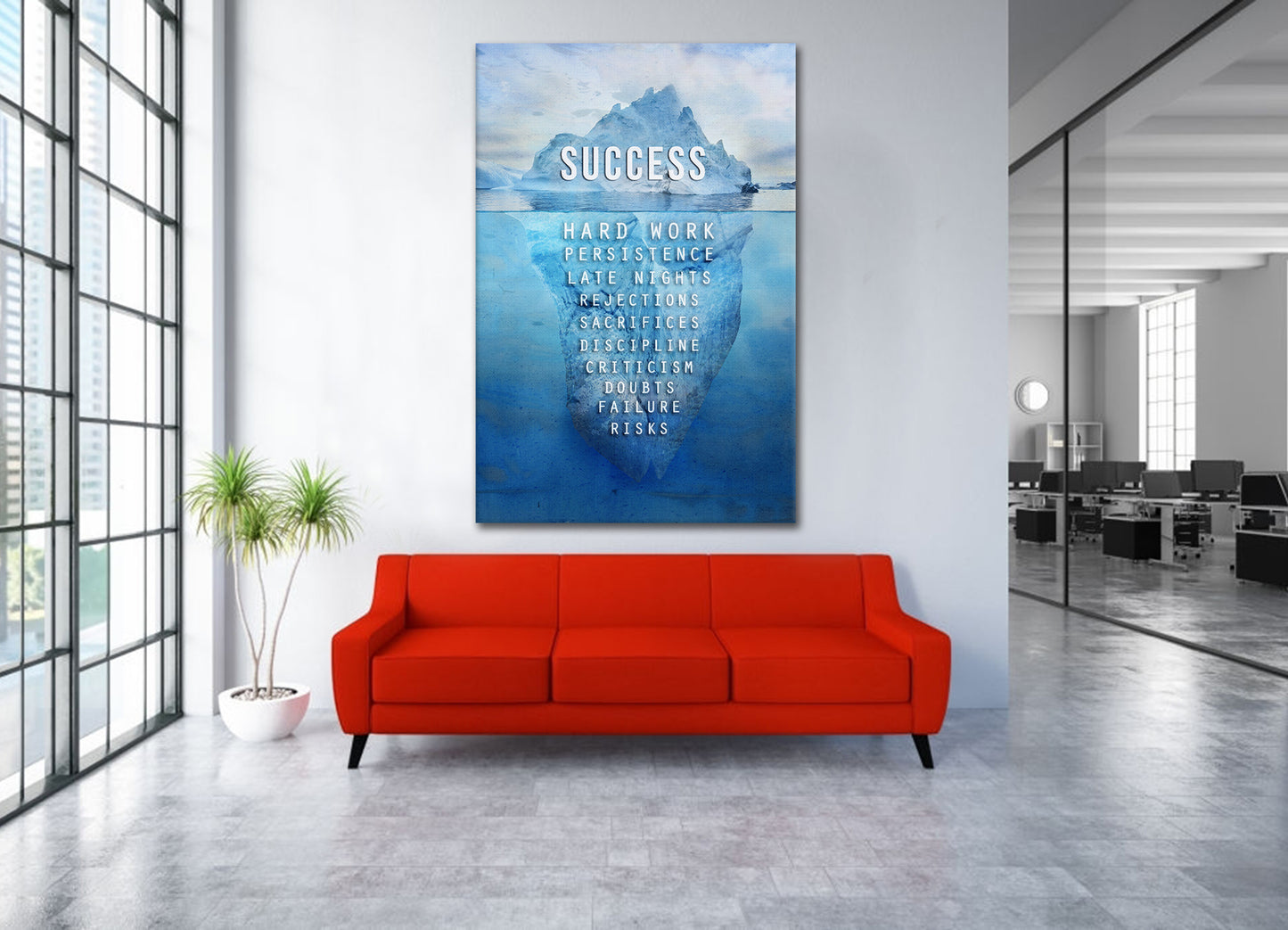 Wandbild Motivation Büro Iceberg Blue Style