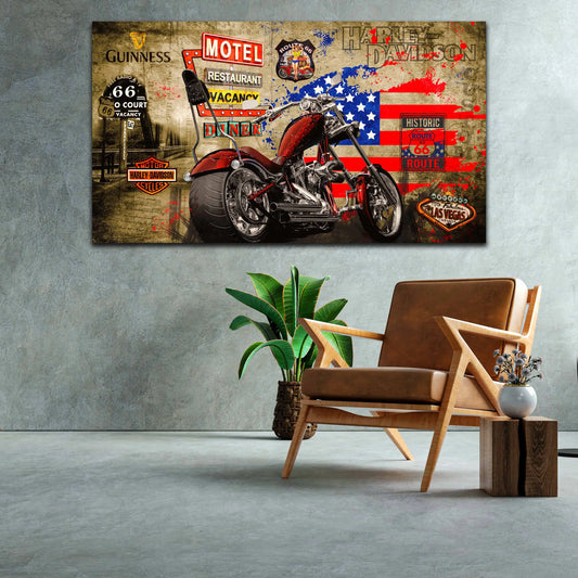 Motorrad Harley USA Wandbild Leinwandbild