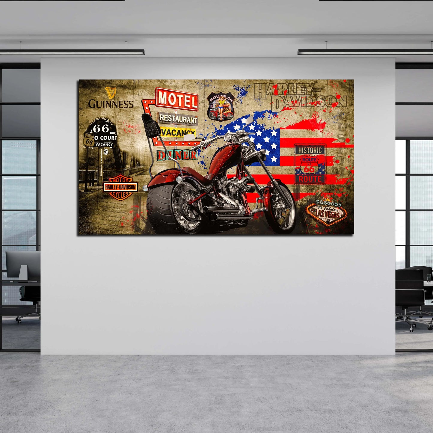 Motorrad Harley USA Wandbild Leinwandbild