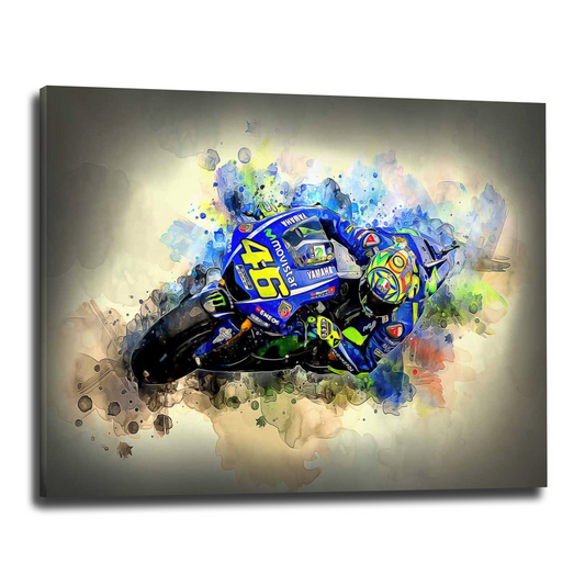 Wandbild Leinwandbild Motorrad Rennfahrer Valentino Style