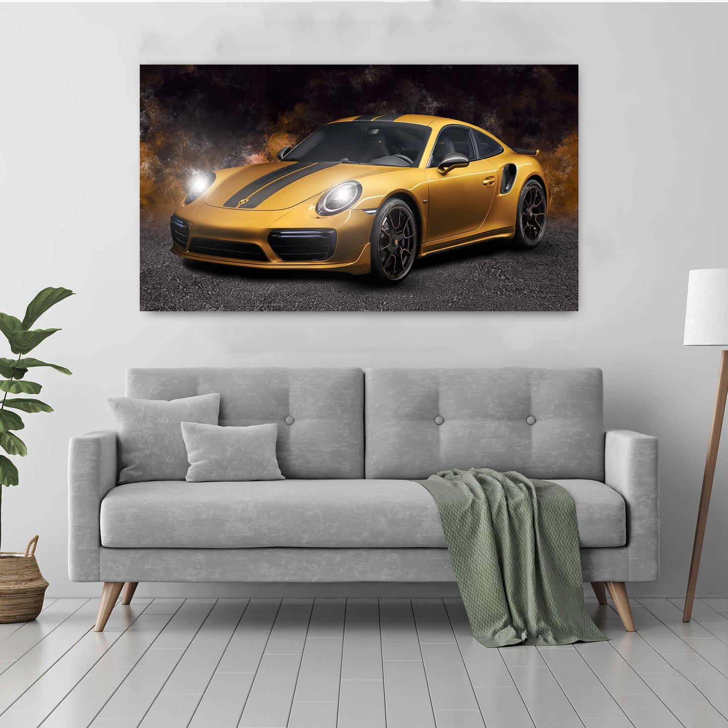 Wandbild Porsche Sportwagen 911 Turbo S Gold Style