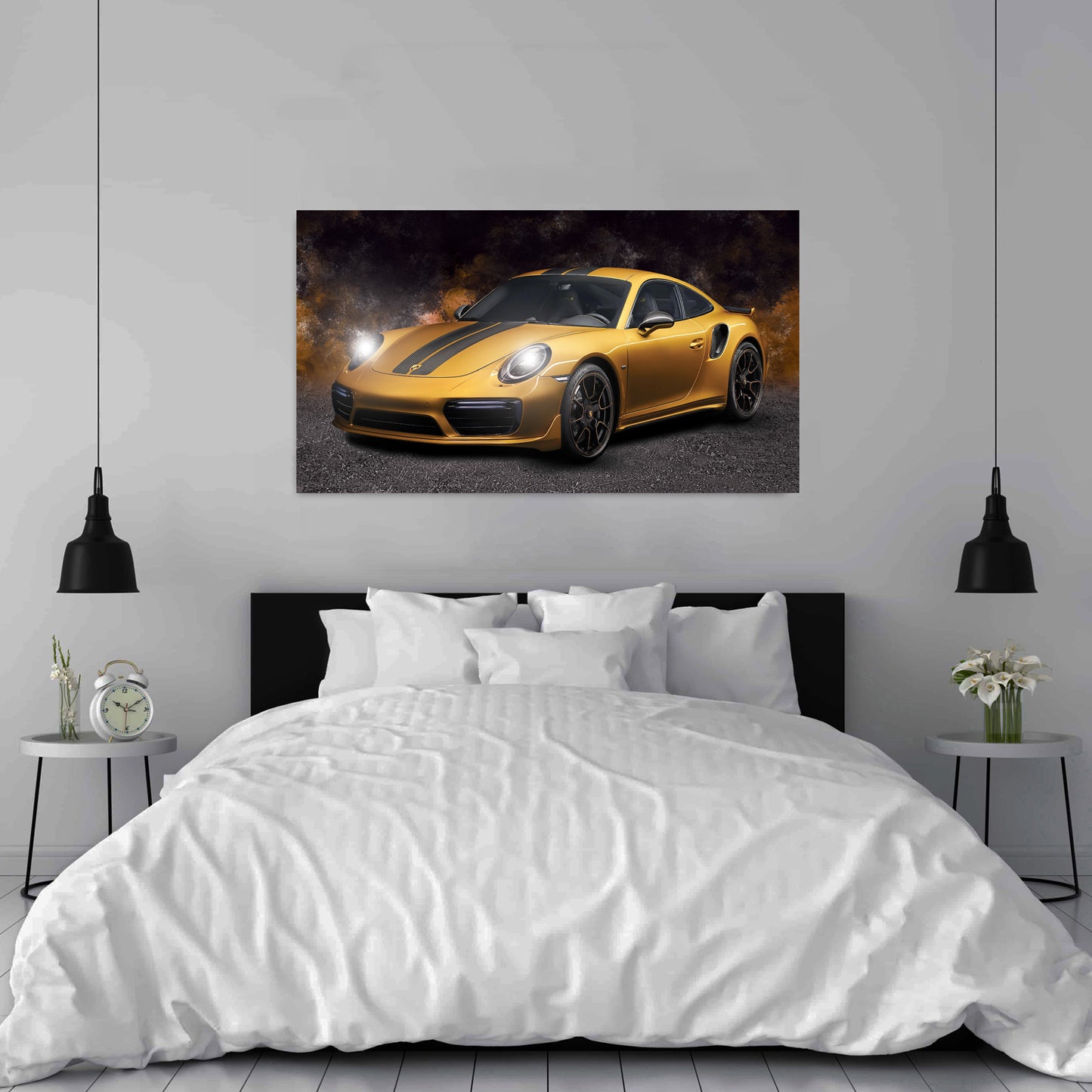 Wandbild Porsche Sportwagen 911 Turbo S Gold Style