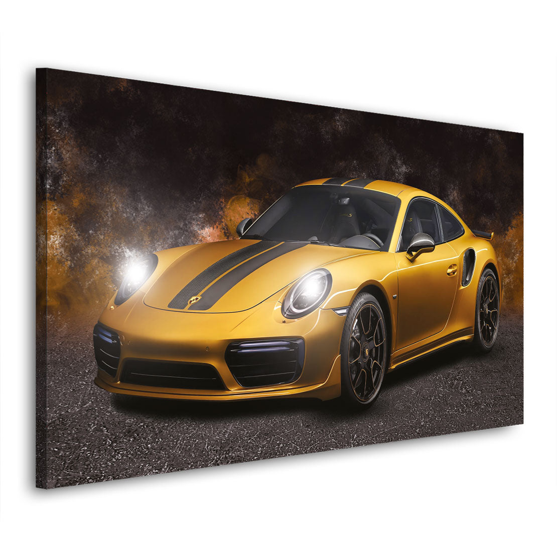 Wandbild Porsche Sportwagen 911 Turbo S Gold Style