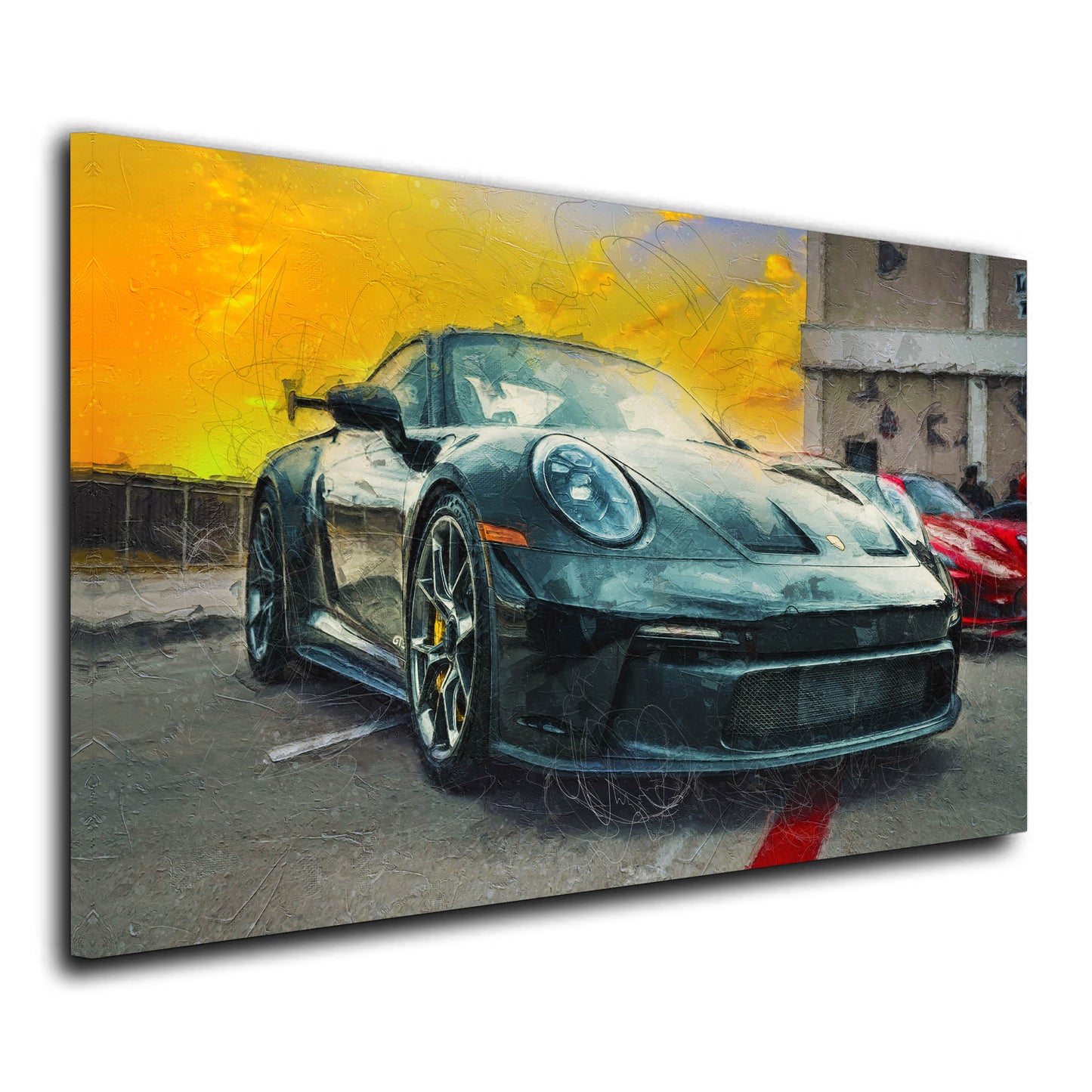 Auto Sportwagen Porsche 911 Yellow Sky Wandbild Leinwandbild